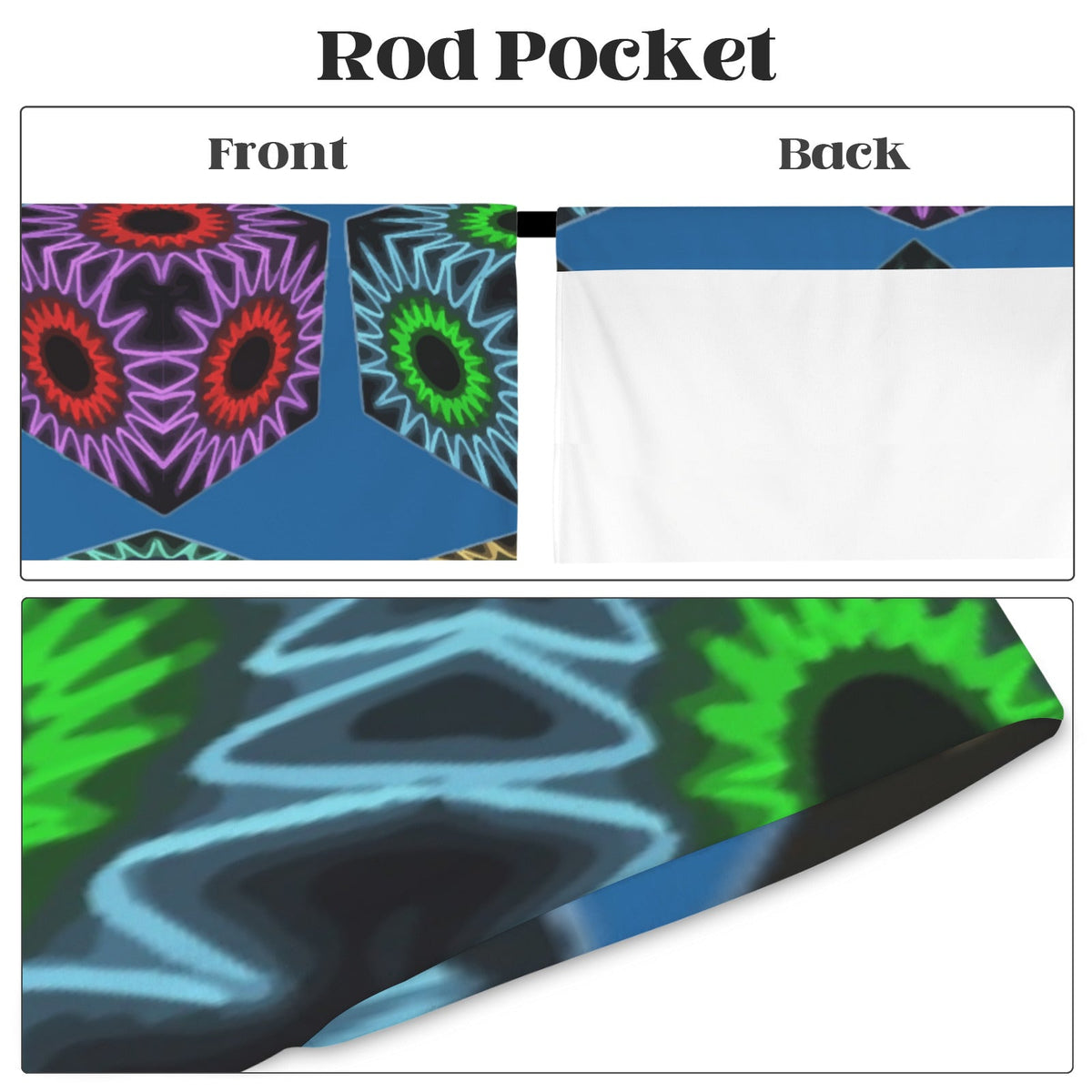 Colorful Cubes Blue Window Curtains - 5 Sizes Available