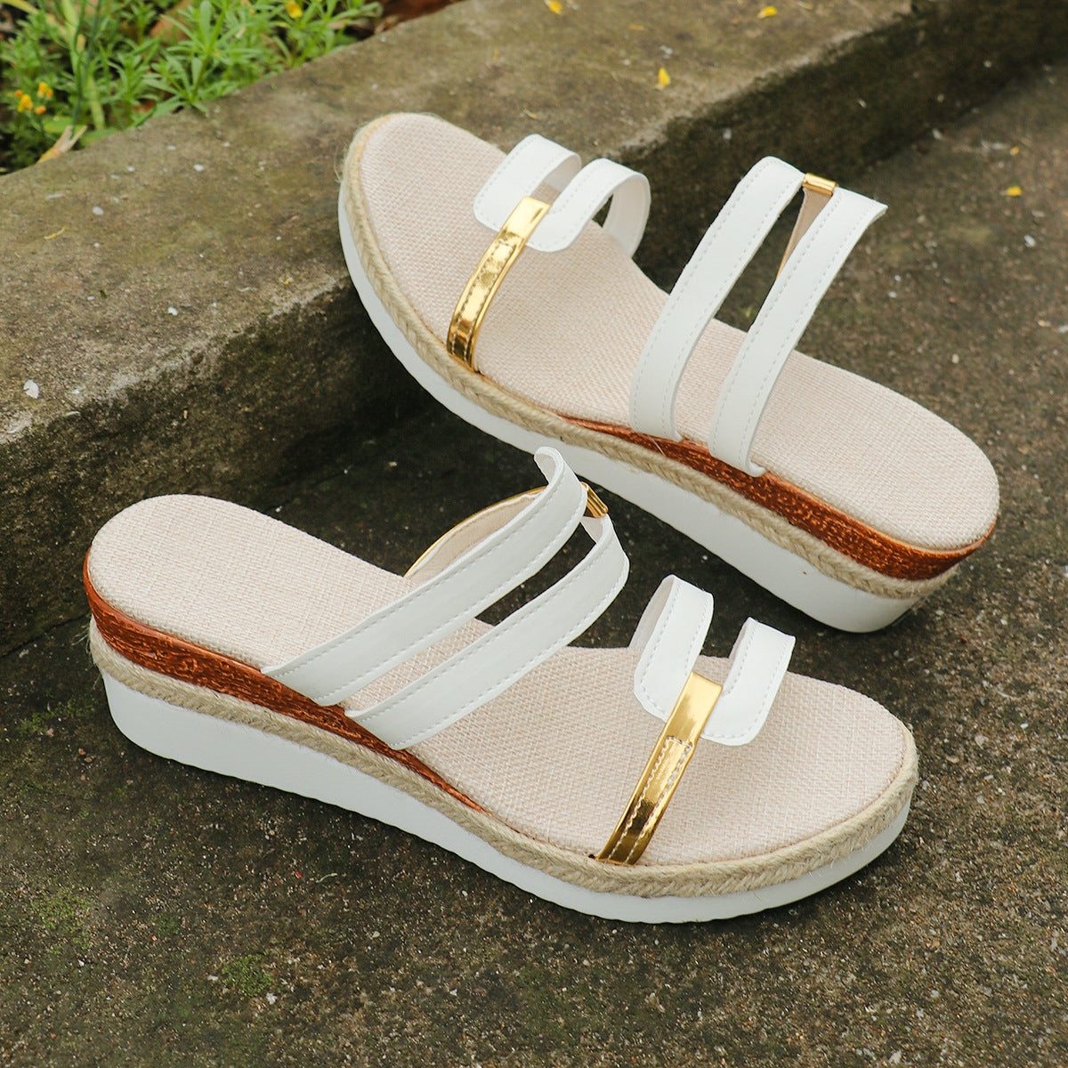 Women's Colorblock-Strap Wedge Sandals