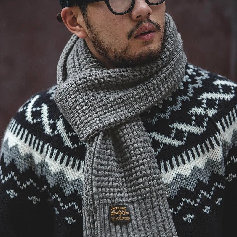 Retro Knitted Woolen Warm Scarf For Men