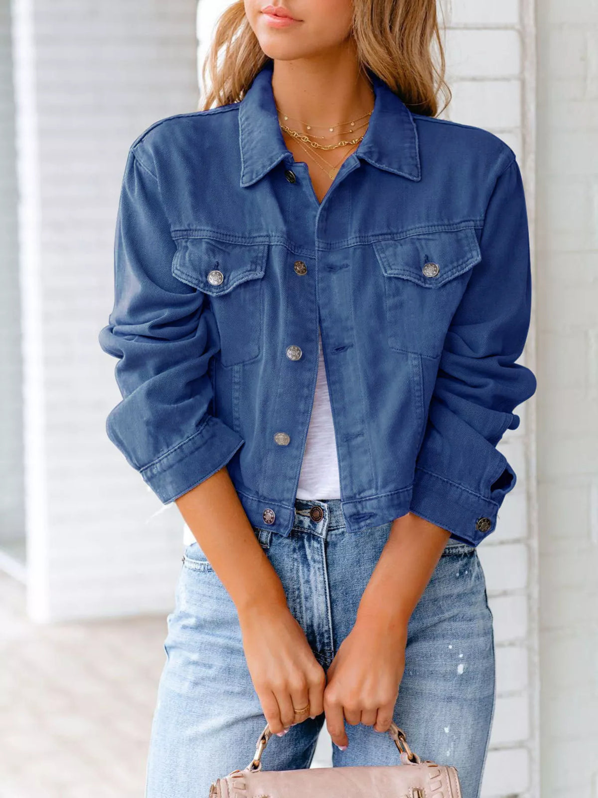 Button Up Long Sleeve Denim Jacket