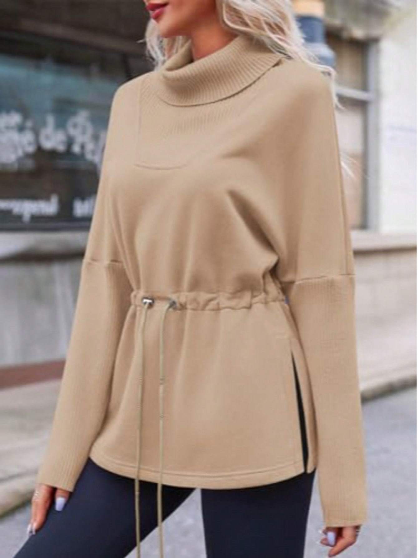 Sudadera de cuello alto de forro polar para mujer