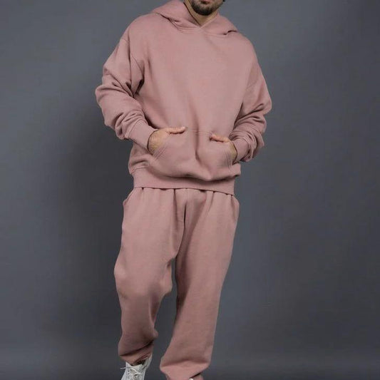 Pantalón de sudadera con capucha de color liso holgado casual para hombre