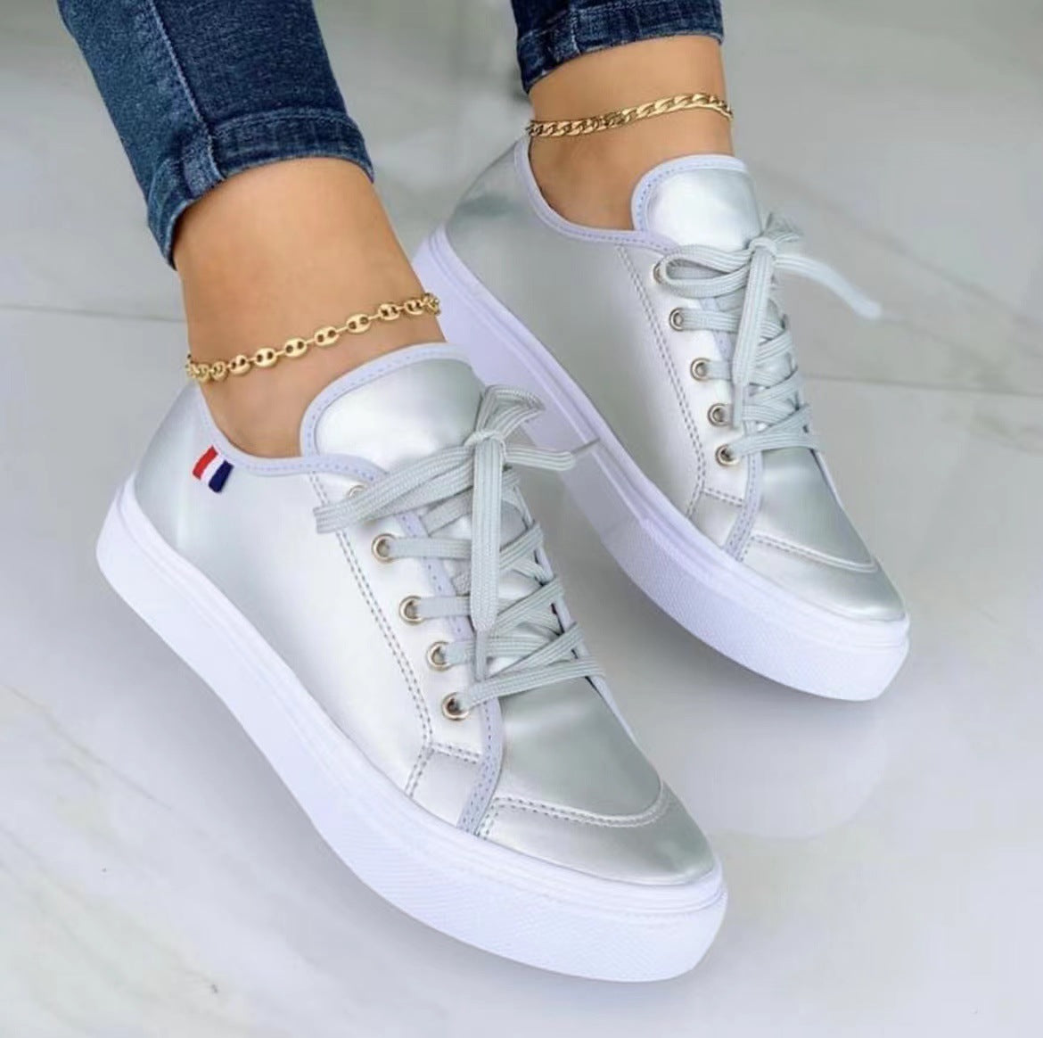 Women's Round-Toe Platform Casual Shoes