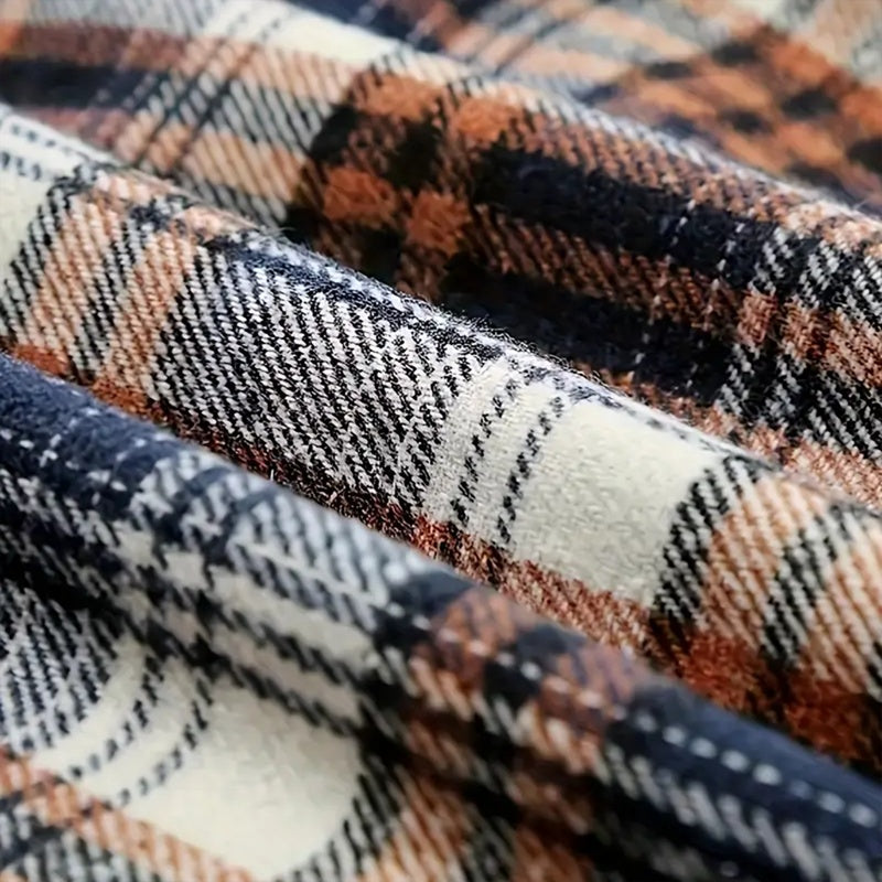 Women's Plaid Button-Up Long Sleeve Jacket Fall Winter  Flap Button Pocket Design Casual Hooded Fleece-Lined Warm Coat See size chart under “more details”