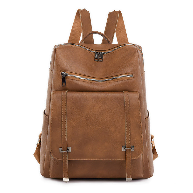 Women's Retro Contrast Color PU Backpack