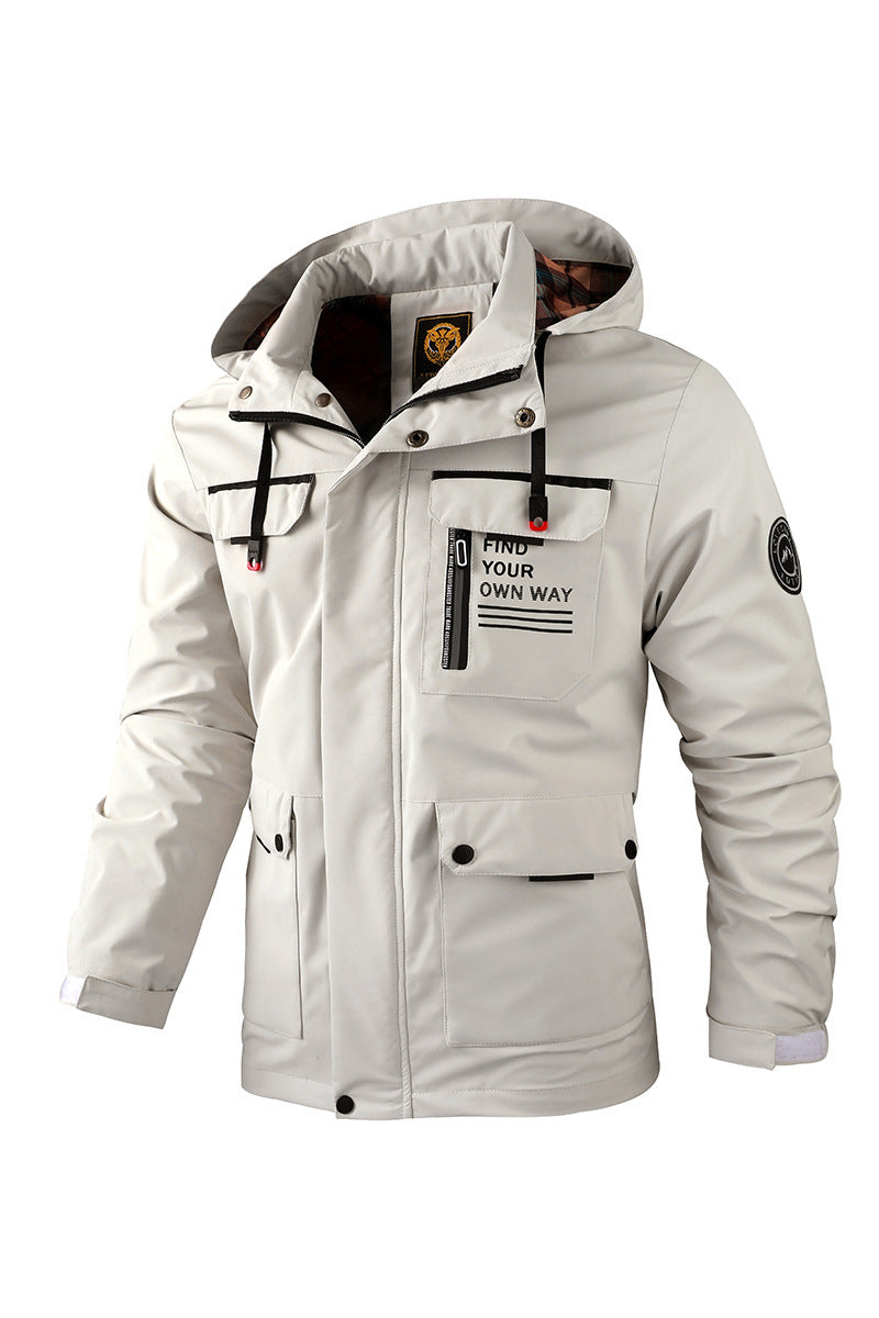 Chaqueta cortavientos informal de moda para hombre, chaqueta con capucha, impermeable, para exteriores, de caparazón blando, abrigo de invierno, ropa abrigada y gruesa