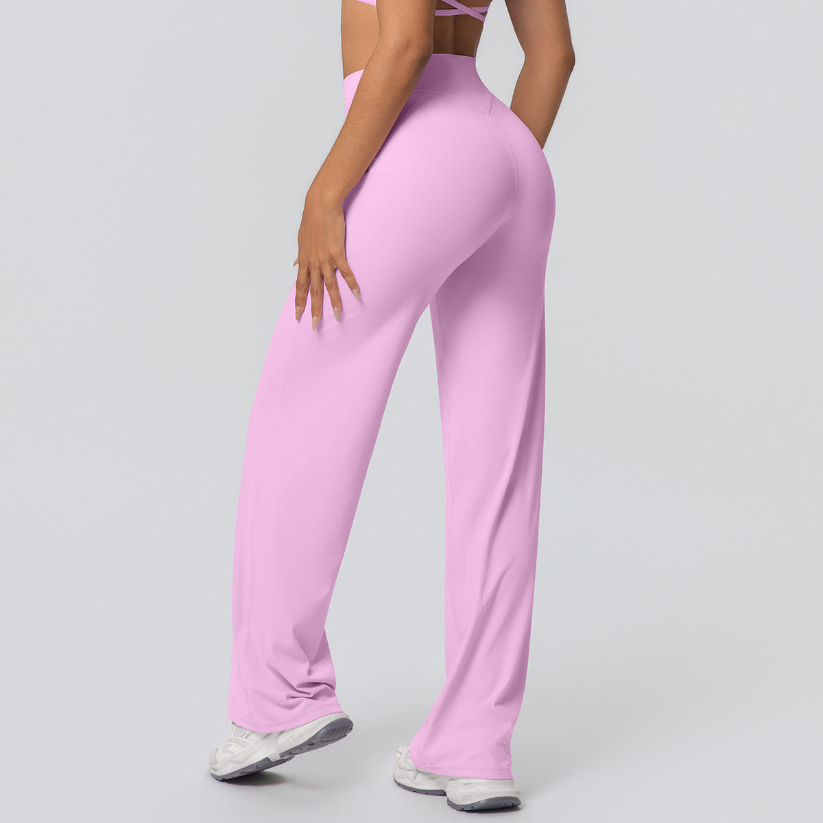Casual High-waisted Loose-fit Solid-color Yoga Pants That Hug The Hips
