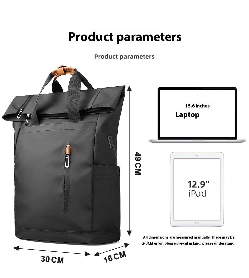 Men's Side Closure Leisure Commute Travel Curved Edge Backpack