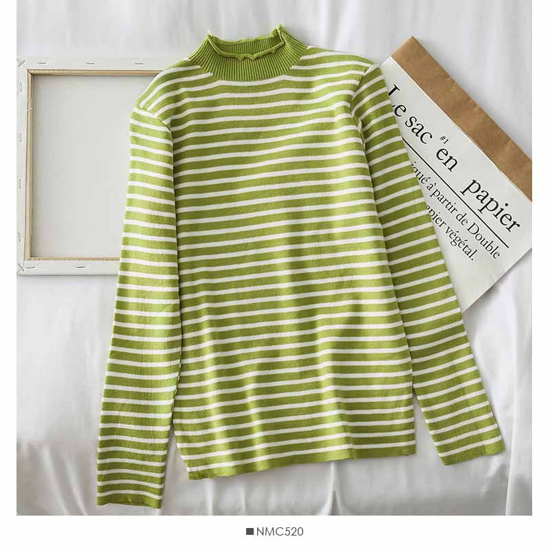 Sweaters Women Knitting Striped Student Elegant