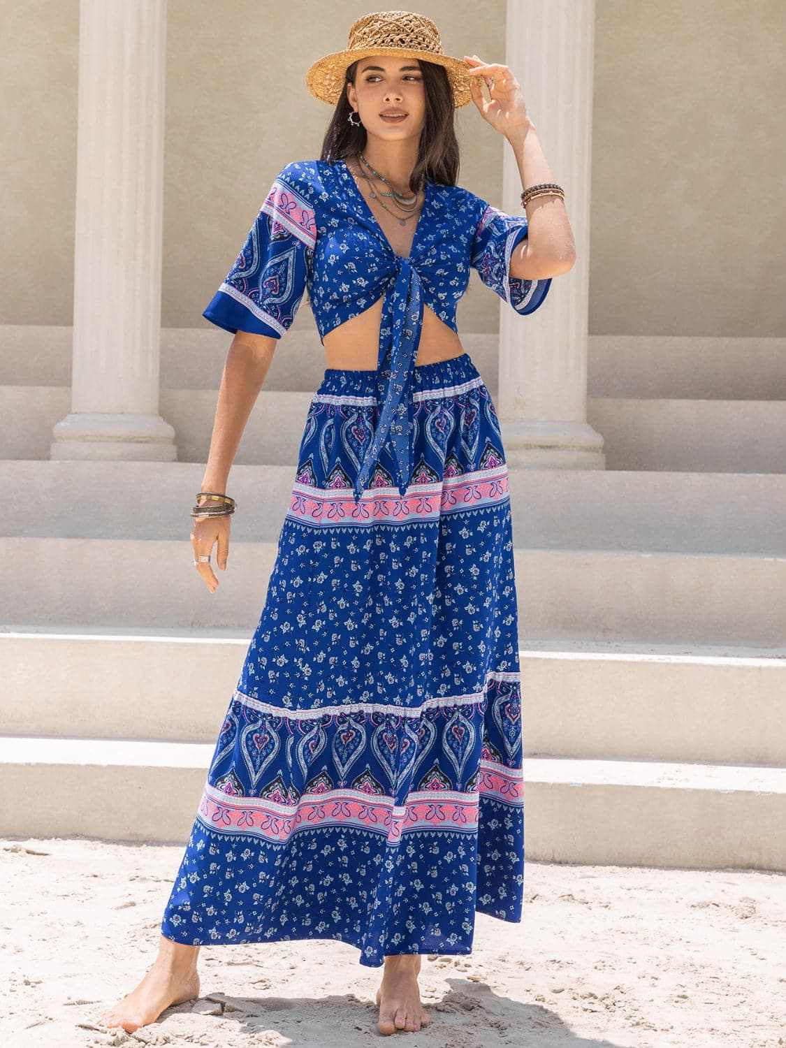 Accessories Trendsi Flutter Sleeve Set Women's Casual Top & Skirt Set Trendy Outfit