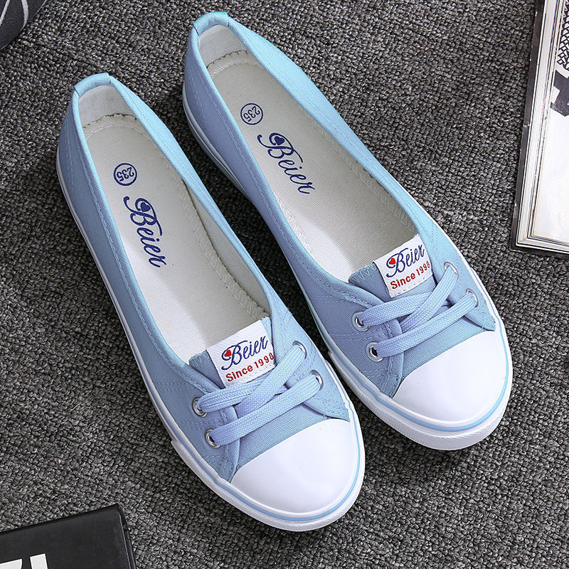 Flat bottom women's shoes breathable new canvas shoes
