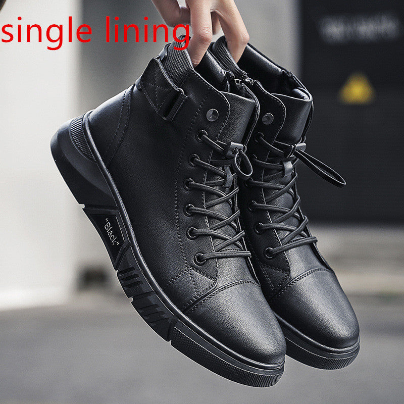 Men's Martin Plus Cashmere Leather High-Top Sneakers