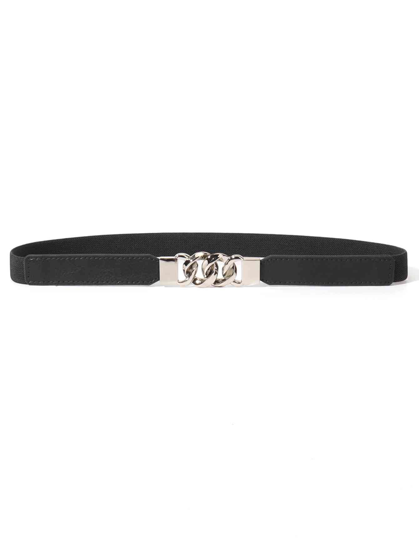 ElegantStyle Zinc Alloy Buckle Elastic PU Belt – Versatile and Stylish Accessory See size chart under “more details”