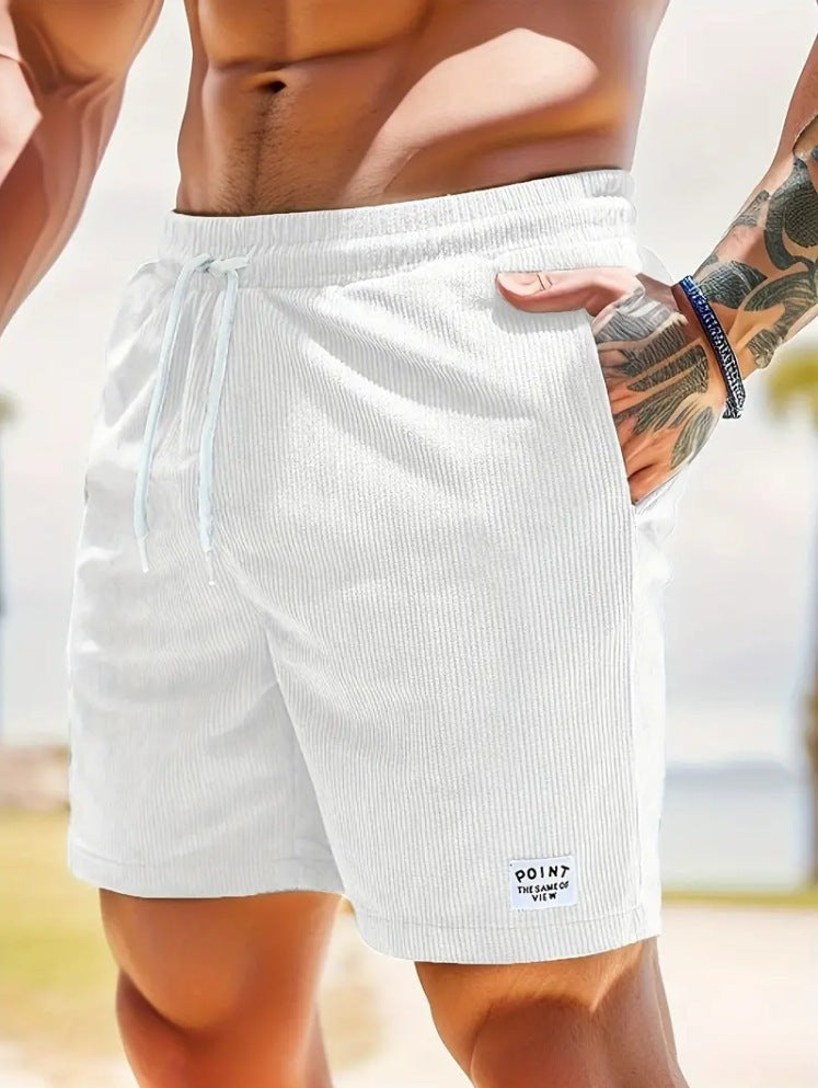 Pantalones cortos de cordón con cordones, pantalones cortos deportivos de pana para hombre, ropa de hombre