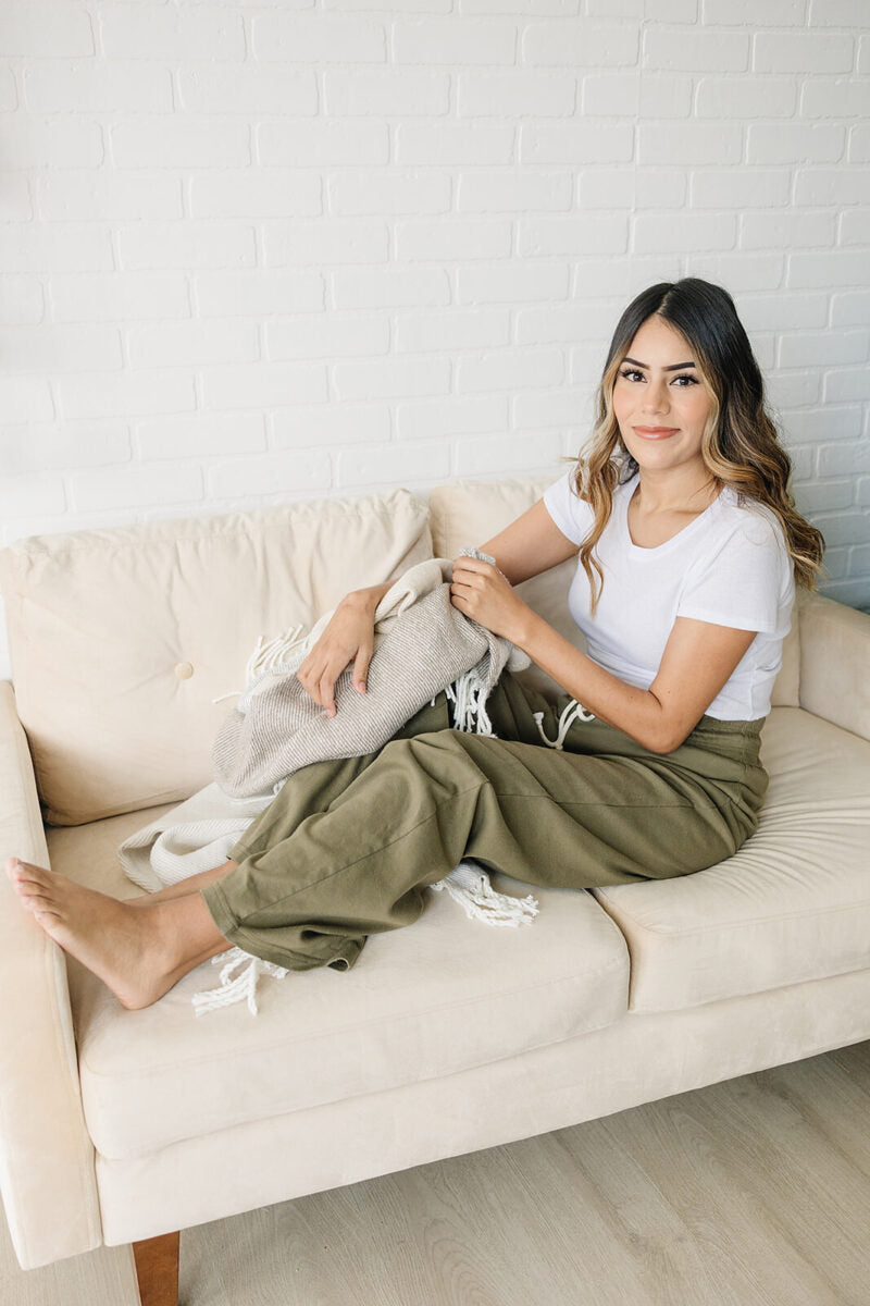 Pantalones de salón de algodón orgánico para adulto - Verde oliva