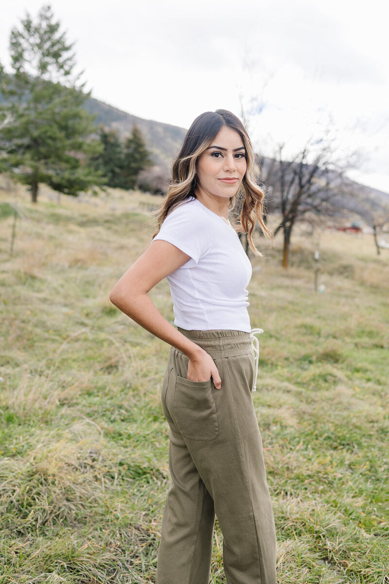 Pantalones de salón de algodón orgánico para adulto - Verde oliva