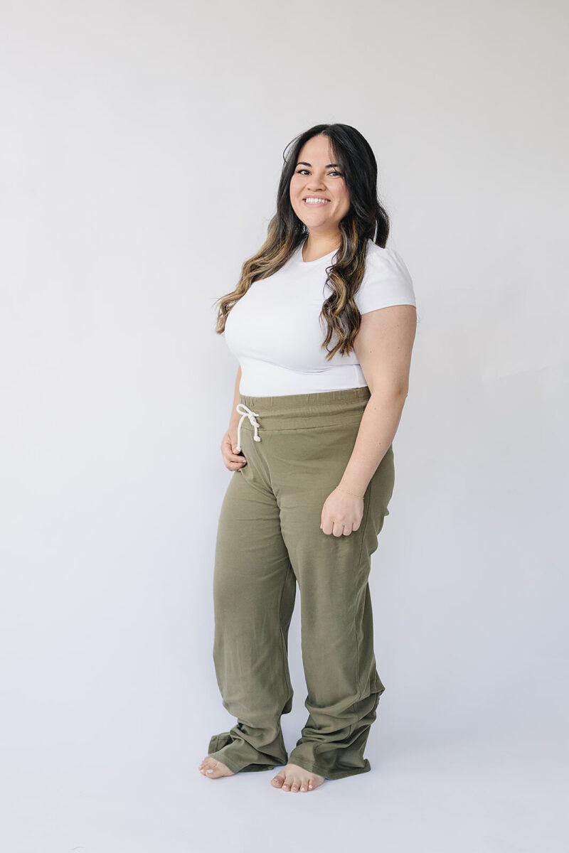 Pantalones de salón de algodón orgánico para adulto - Verde oliva