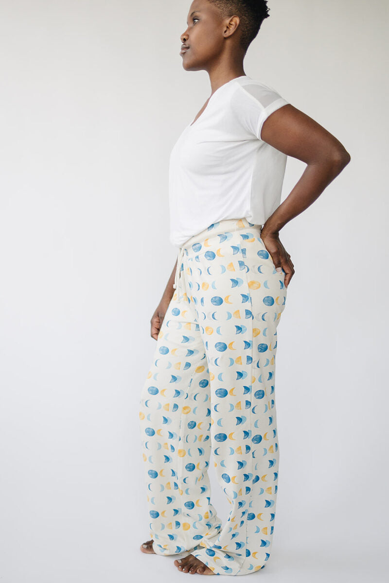 Pantalones de salón de algodón orgánico para adultos - Fases lunares