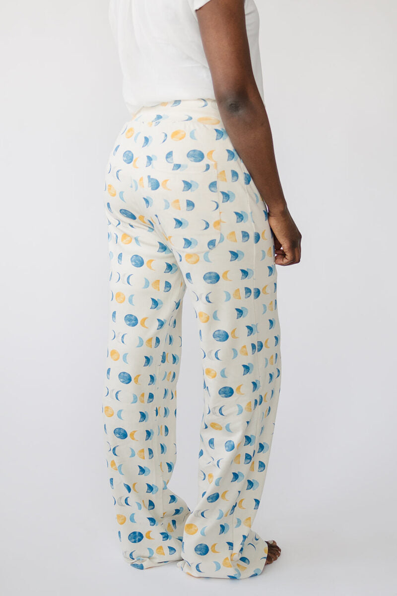 Pantalones de salón de algodón orgánico para adultos - Fases lunares