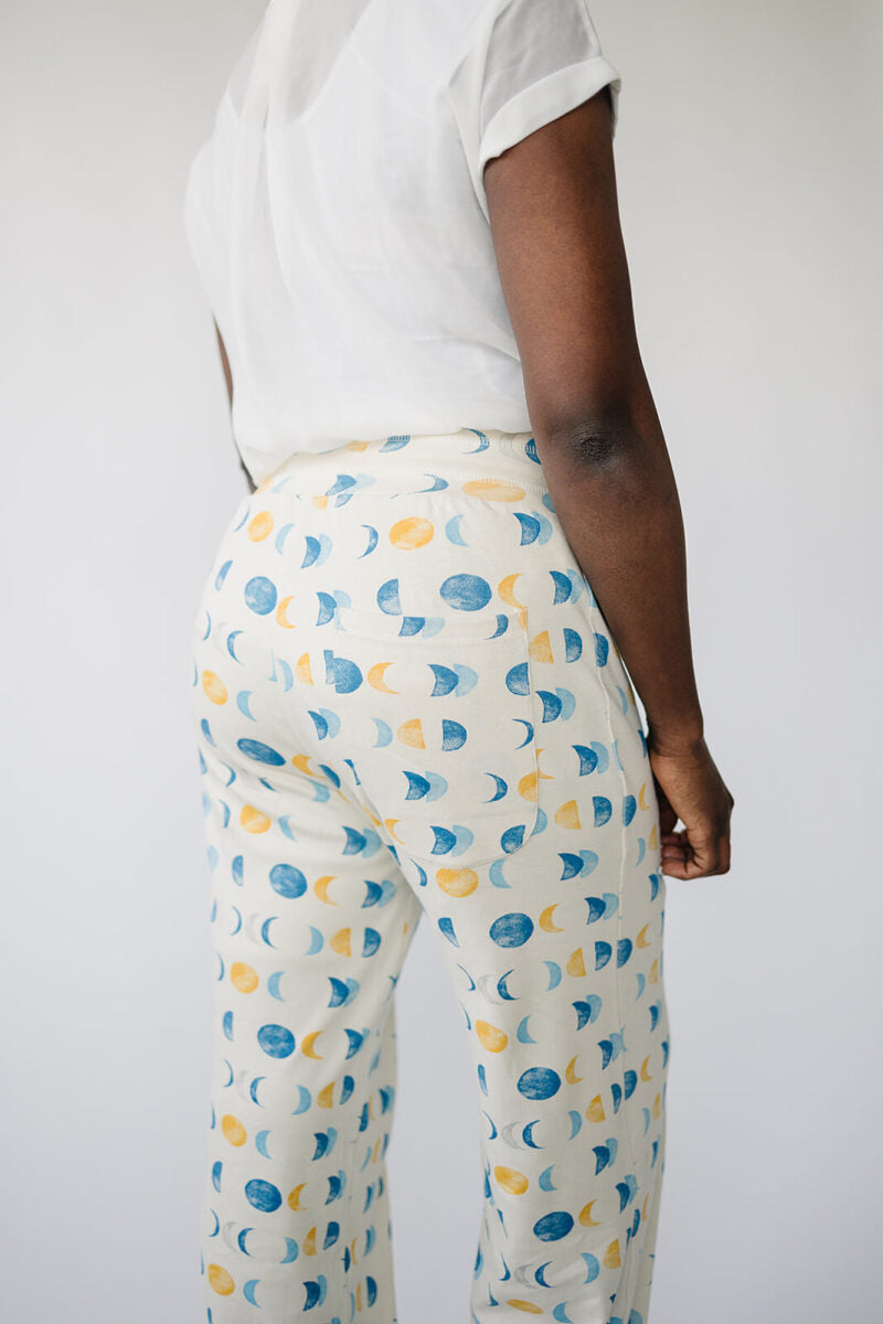 Pantalones de salón de algodón orgánico para adultos - Fases lunares