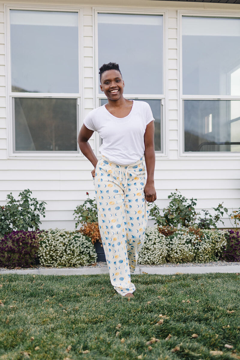 Pantalones de salón de algodón orgánico para adultos - Fases lunares