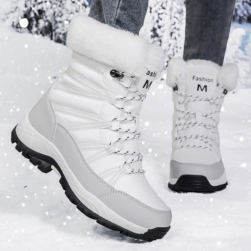Women's Warm Mid-Calf Fleece-Lined Thick Cotton Boots