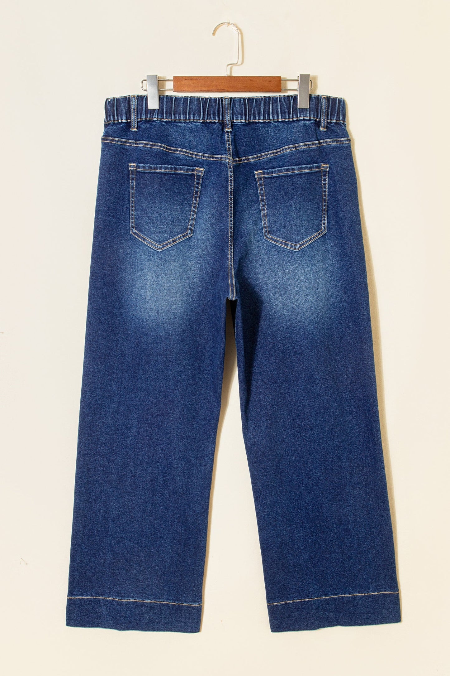Vaqueros plus size de lavado ácido azul claro con cordones de contraste