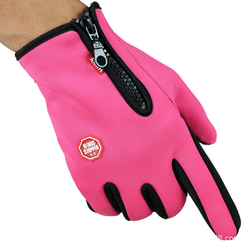 Men's Full Finger Touch Screen Zipper Outdoor Gloves
