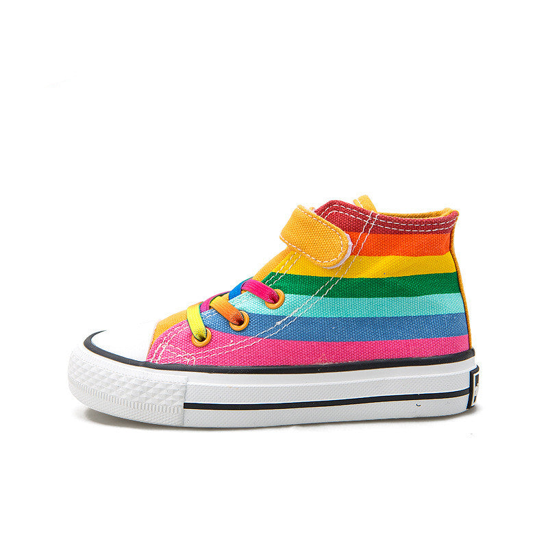 Children's Shoes High Top Canvas Shoes Rainbow Shoes