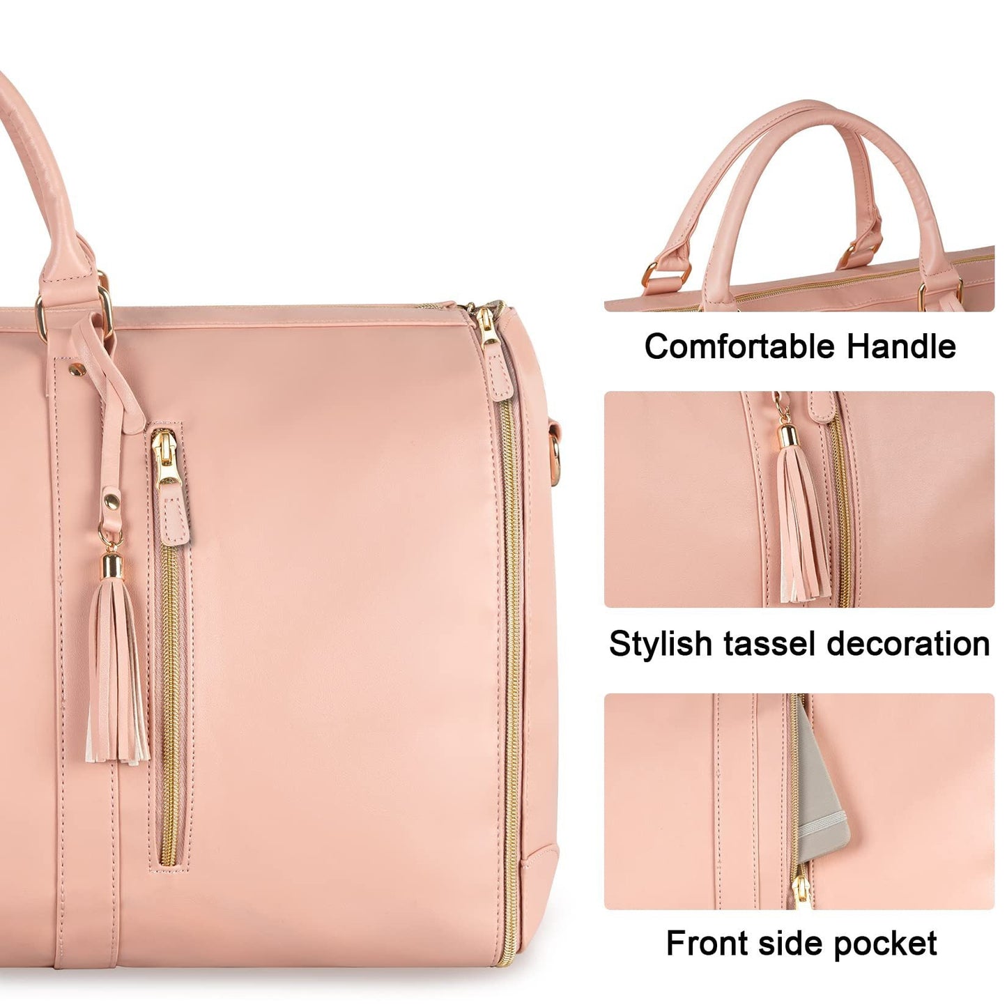Women's Large Capacity Travel Duffle and Garment Bag Handbag