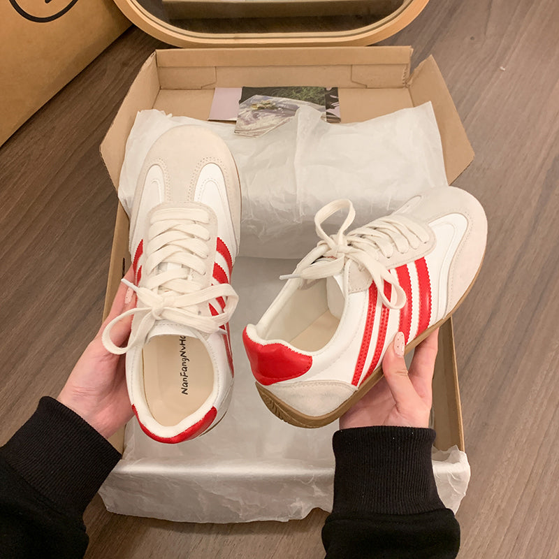 Women Silver Retro Trainer Shoes, 2026 New Spring Soft Sole Korean Style Casual Shoes Low Top Fashion Sneakers