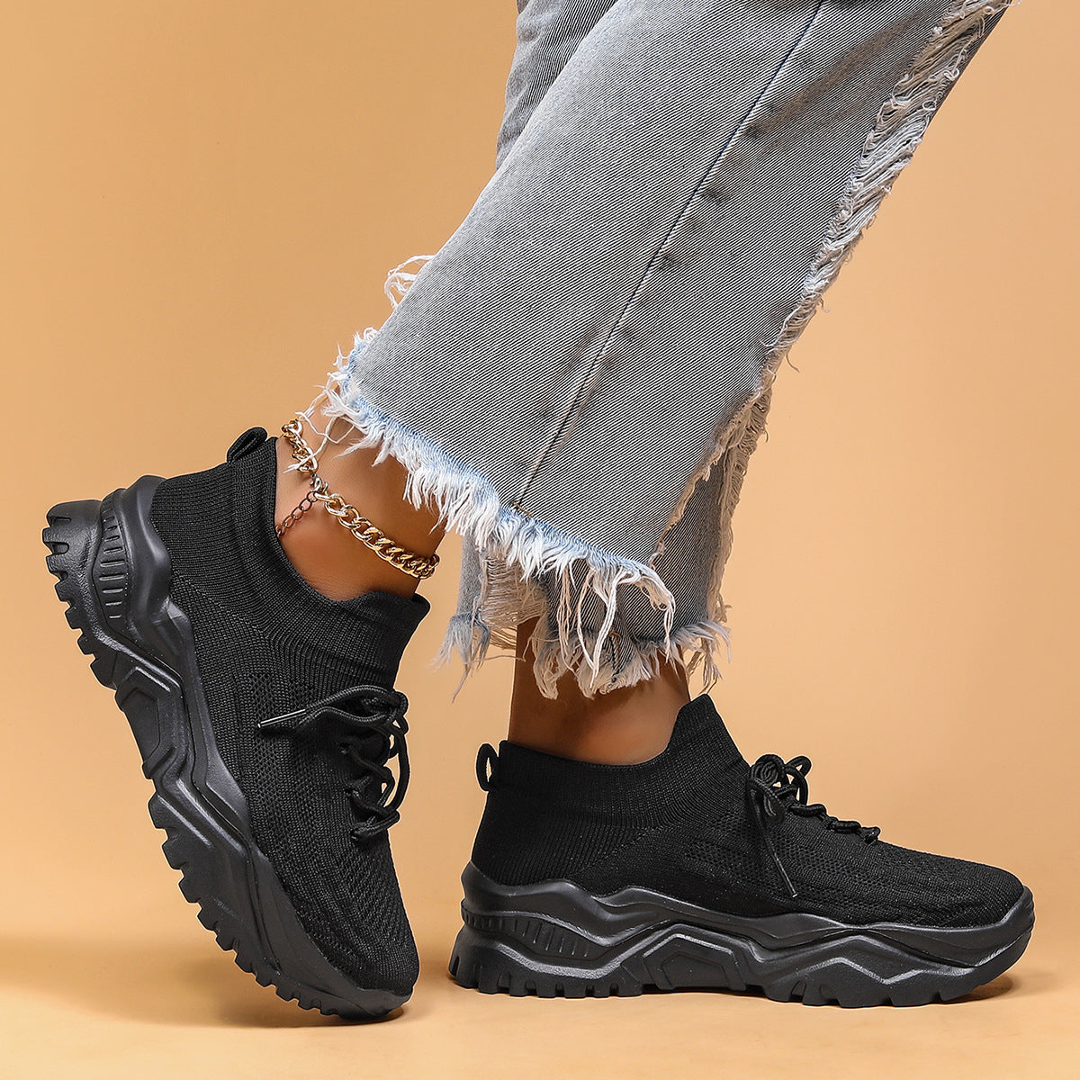 Plus Size Sports Women's Shoes Breathable Flying Woven Lazy Shoes