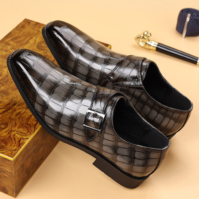 British-style Casual Solid-color Textured Men's Dress Shoes