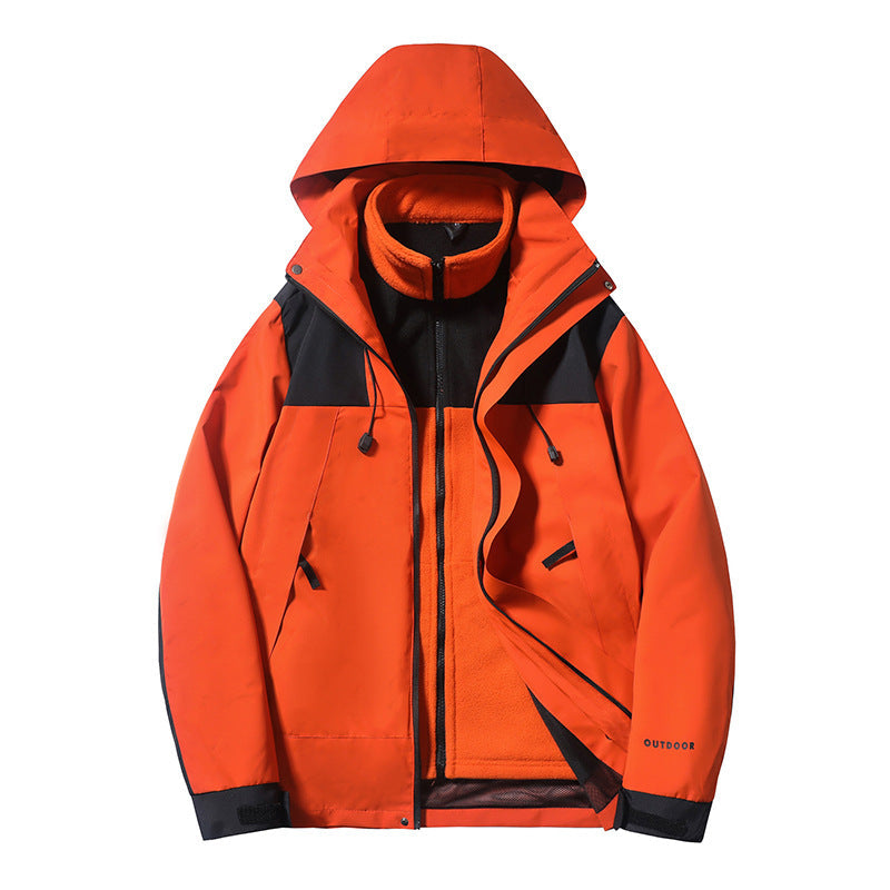 Three-in-one Outdoor Keep Warm Couple Color Matching Shell Jacket