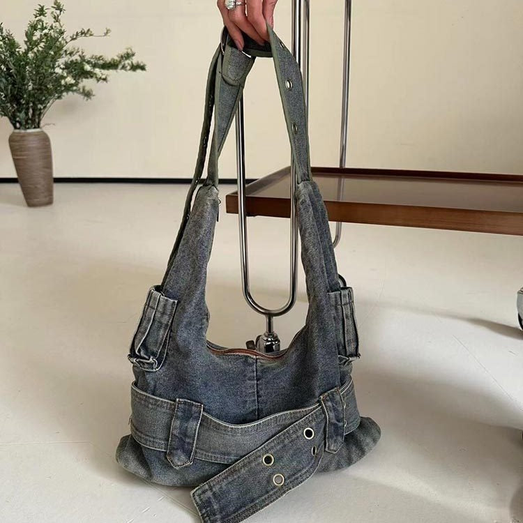 Vintage Washed Denim Travel Bag