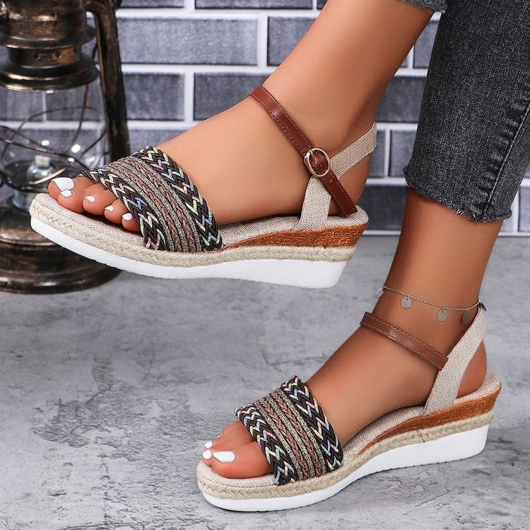 Ethnic Style Platform Wedge Sandals