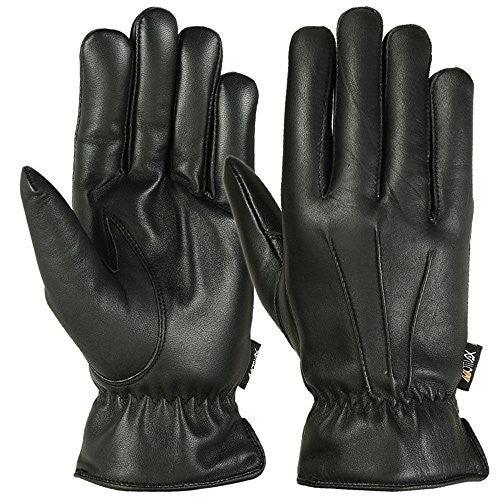 Men’s Warm Winter Dress And Work Gloves, Thermal Lining, Genuine Black Leather