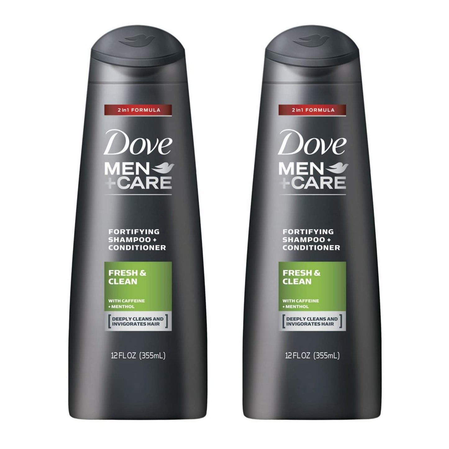 Dove Men+Care Fortifying 2 in 1 Shampoo and Conditioner Fresh and Clean for Normal to Oily Hair with Caffeine and Menthol to Help Strengthen & Nourish Hair 12 fl oz Pack of 2