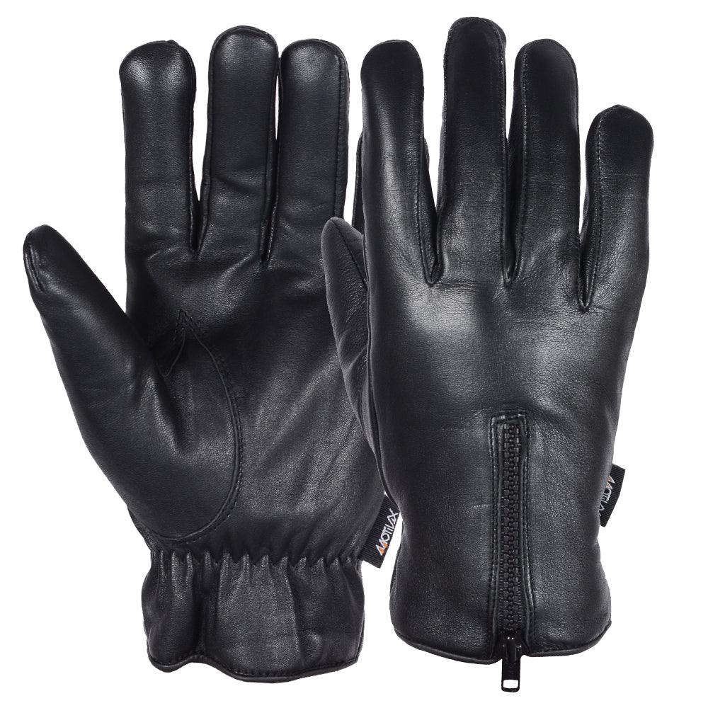 Men’s Warm Winter Dress And Work Gloves, Thermal Lining, Genuine Black Leather