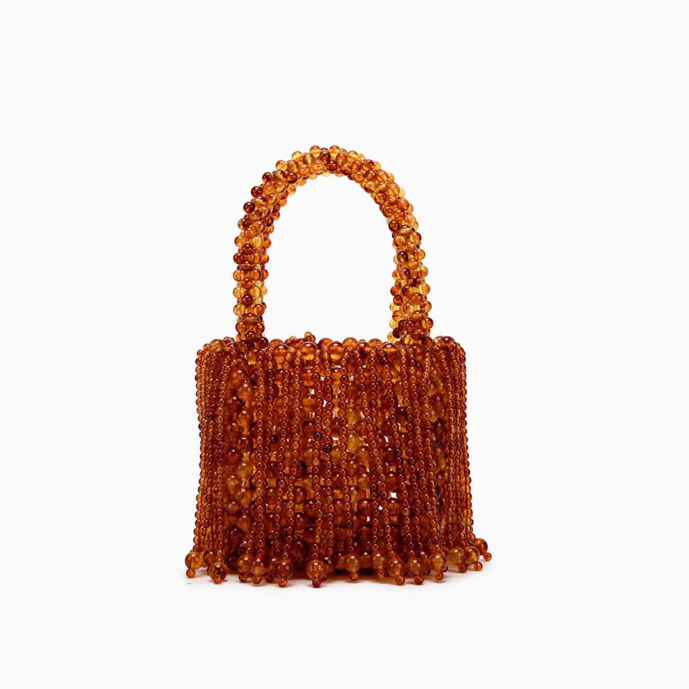 New Dual-color Amber Acrylic Cat-eye Bead Pure Hand-braided Bag