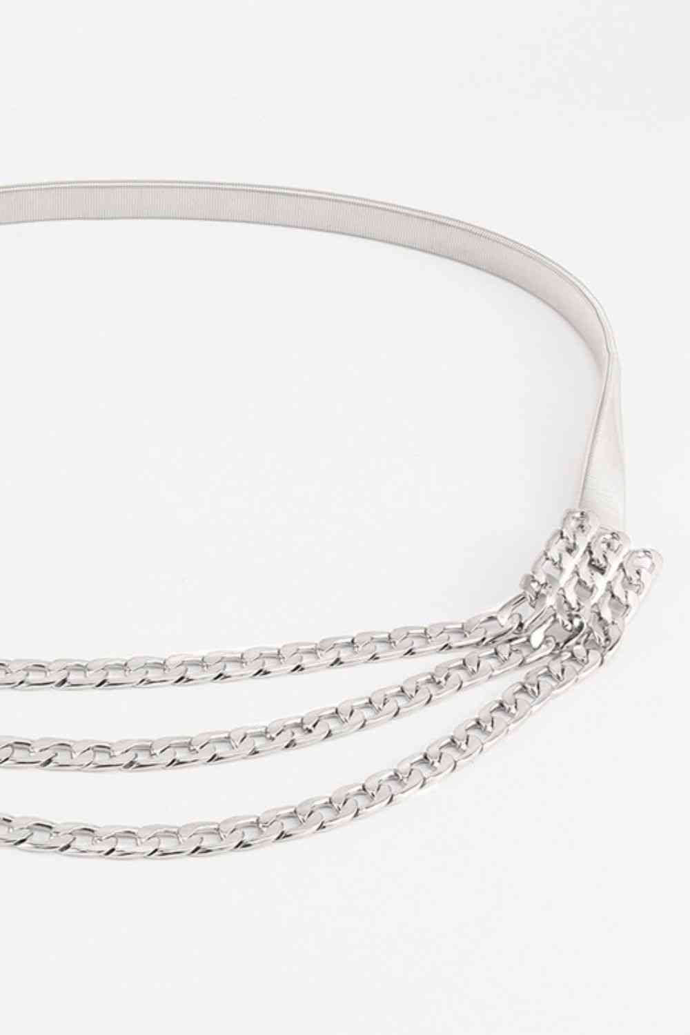 GlamourStyle Metal Triple-Layered Chain Belt – Eye-Catching Fashion Accessory See size chart under “more details”