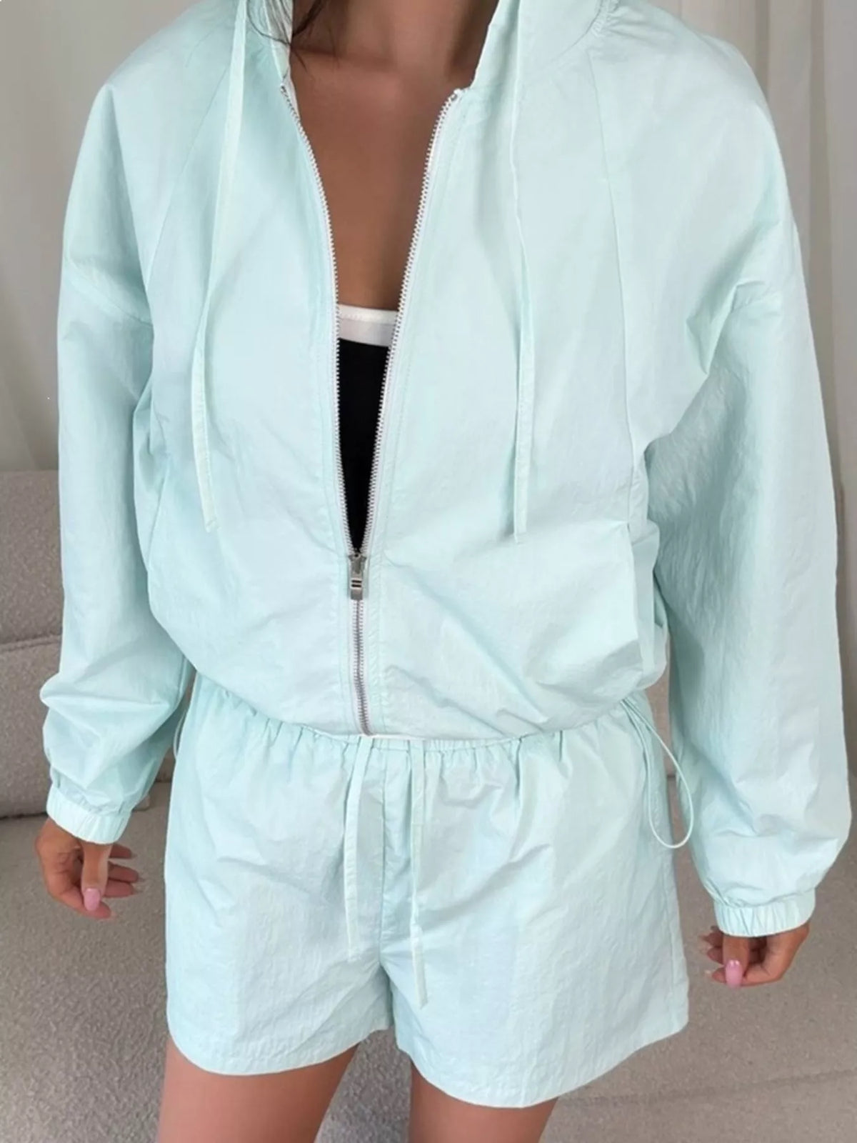 Lightweight Hooded Jacket and Shorts Set