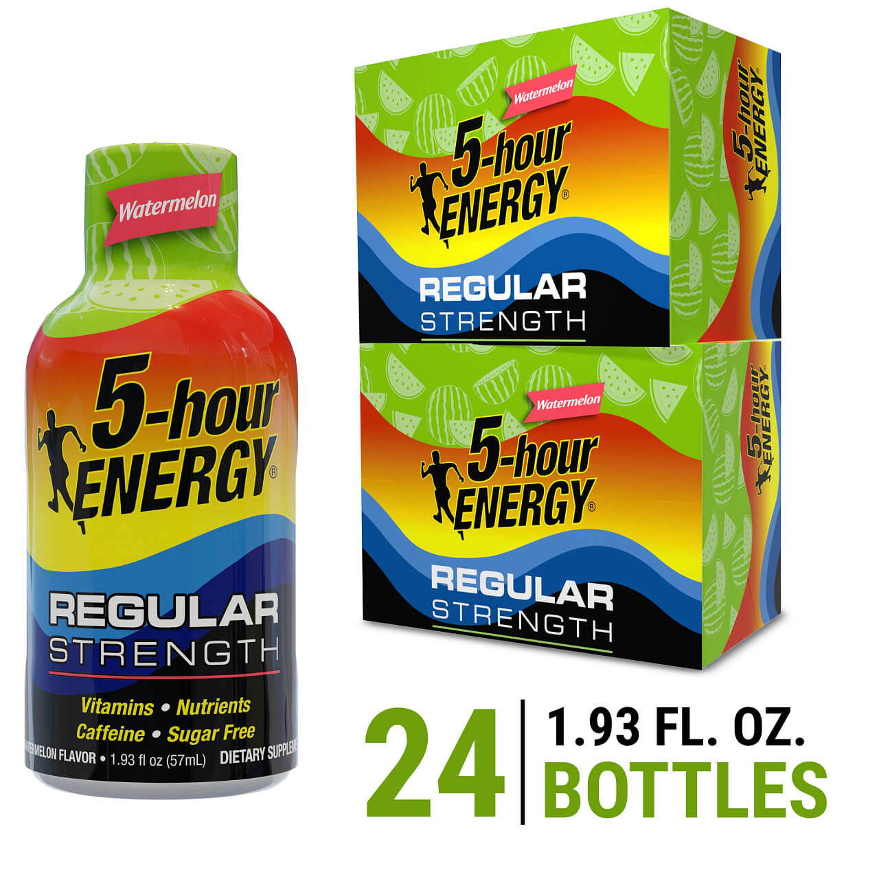 24 Paquetes de shots de energía 5-hour ENERGY de fuerza regular, sabor sandía, 1.93 oz líq.
