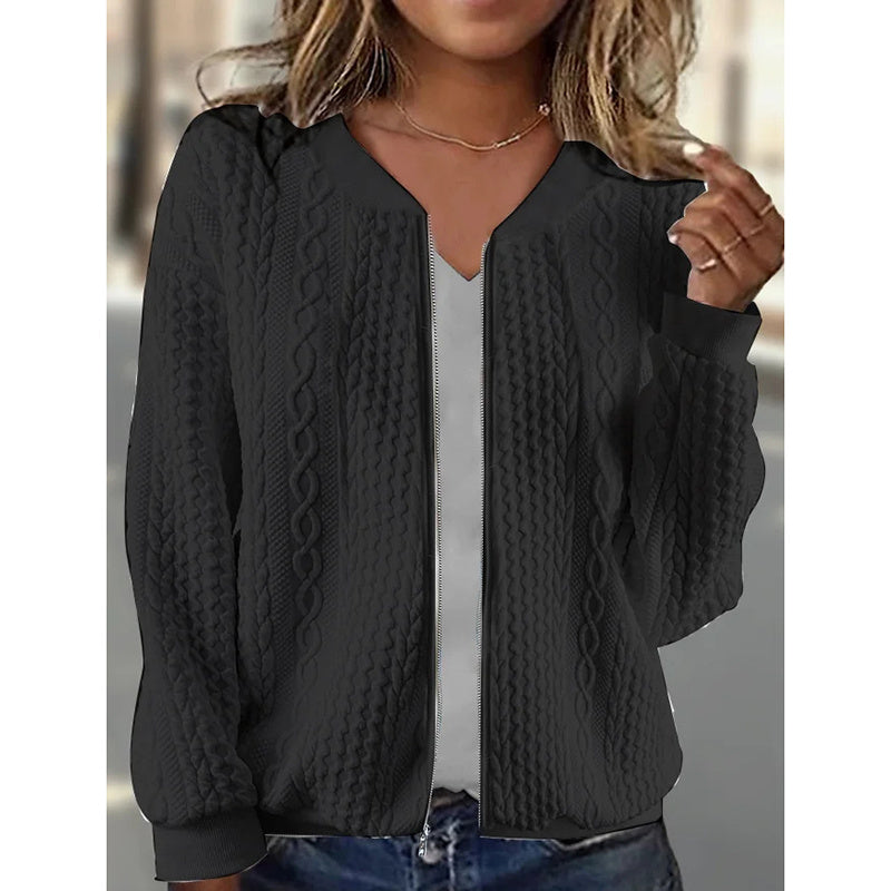 Chaquetas Bomber para Mujer Abrigos Jacquard Lindos Chaquetas Ligeras con Cremallera