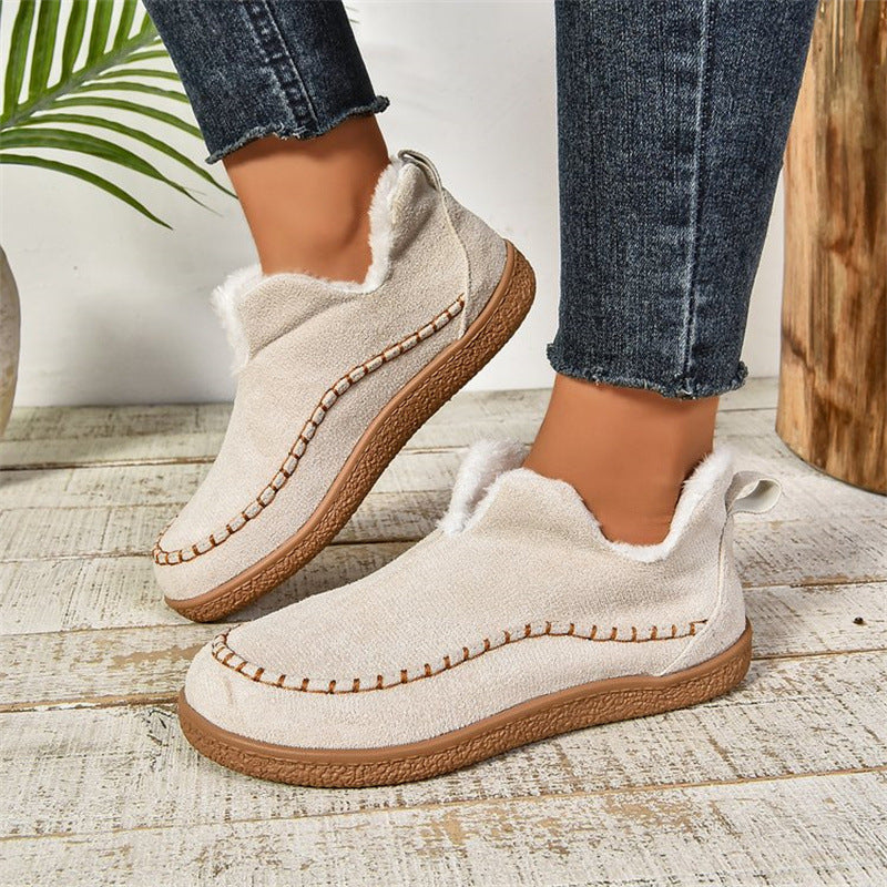 Women's V-Cut Plush Ankle Boots