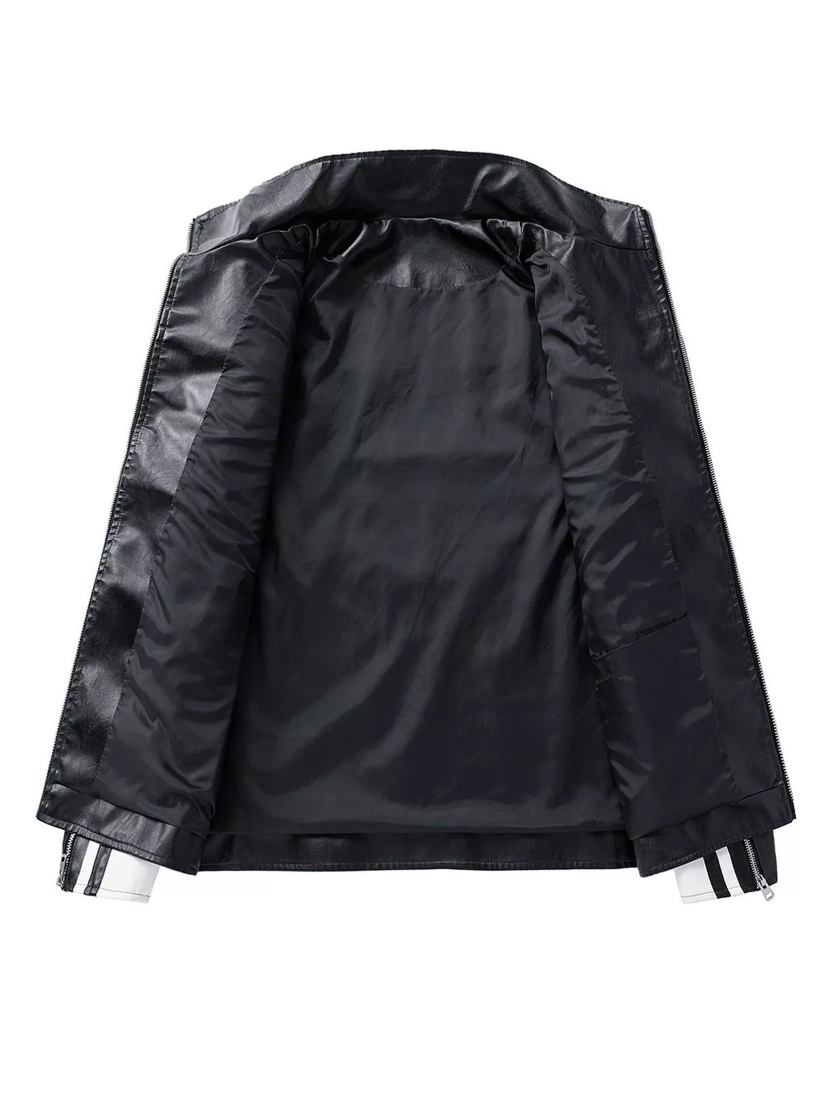 Men's Plus Size Zip Up Long Sleeve Leather Jacket