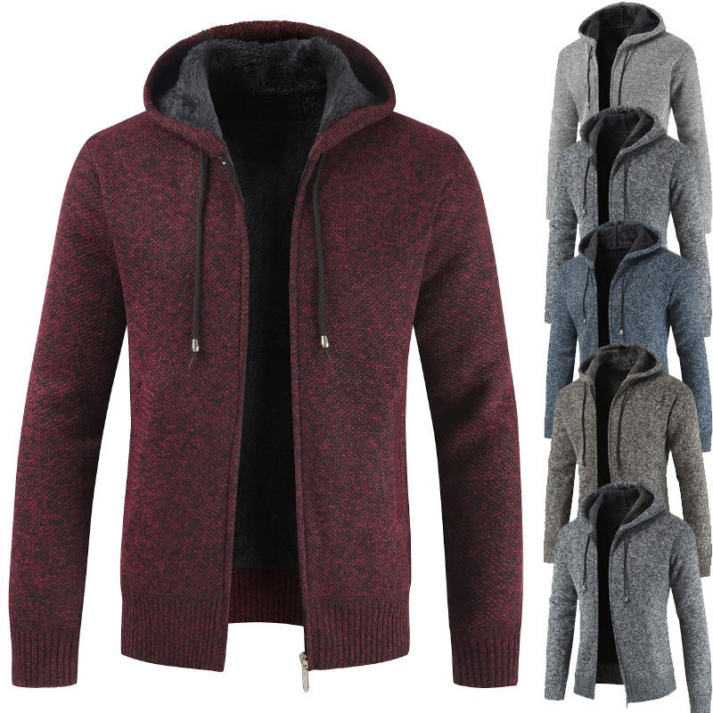 2026 Cross-Border Ebay Autumn And Winter New Men's Thickened Fleece Cardigan Sweater Men's Hooded Cardigan Jacket