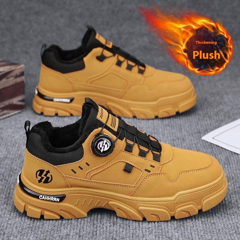 Men's Rotating Button Martin Fleece-Lined Thermal Cotton Flats