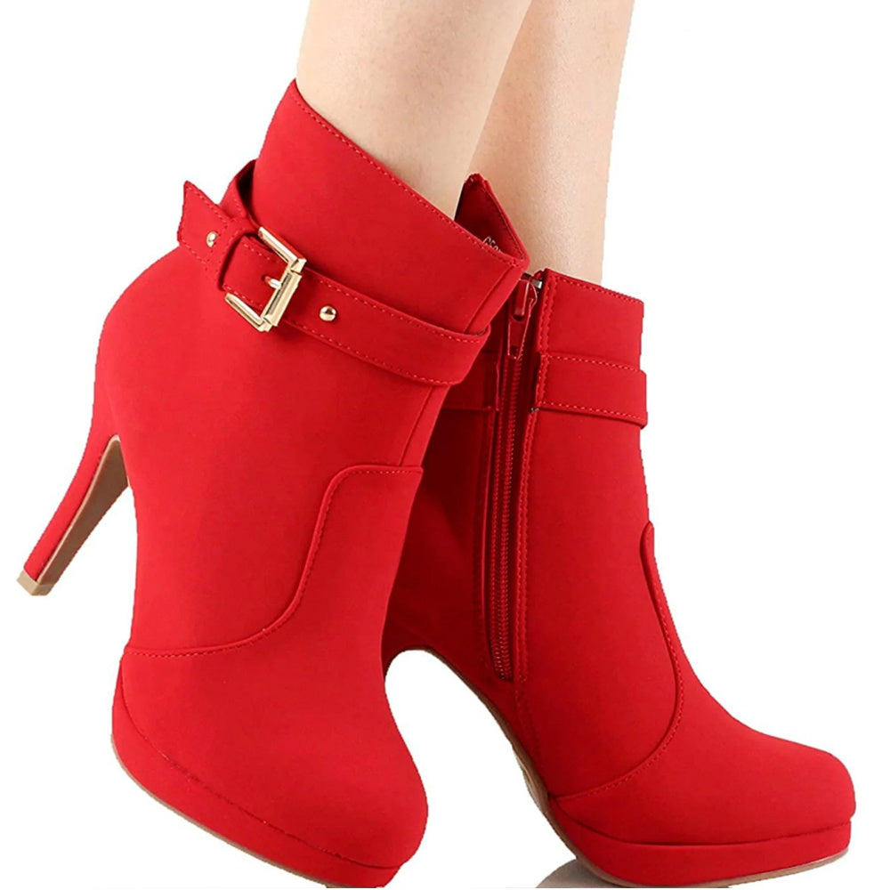 Botines de tacón de aguja Chic Sup de tendencia con hebilla