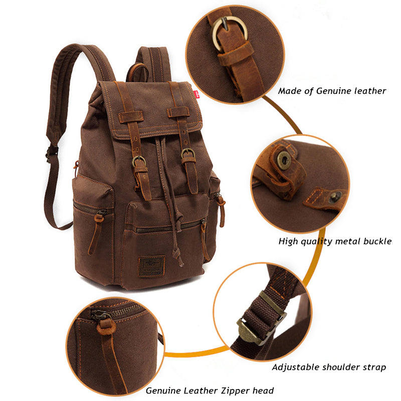 Canvas Backpack 15.6 Inches Large Capacity